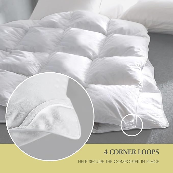Farm To Home Luxury Comforter Organic Cotton All Season Fluffy Lightweight Down Alternative Machine Washable Comforter for Bedroom, Twin, White