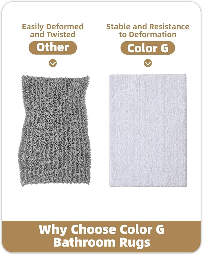 Color&Geometry White Bathroom Rugs, 24"x43" Non Slip Bath Runner Rug, Absorbent, Soft, Washable, Microfiber Bath Mat Bathroom Carpet