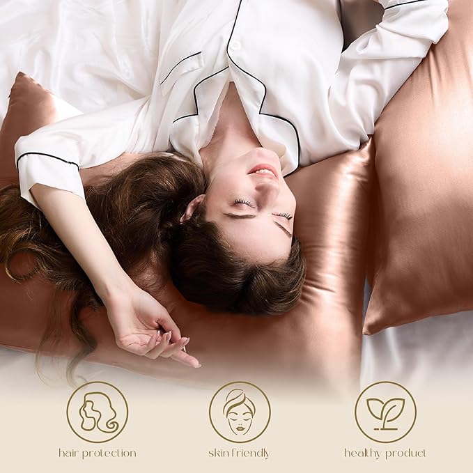 ZIMASILK 100% Pure Mulberry Silk Pillowcase for Hair and Skin Health,Soft and Smooth,Both Sides Premium Grade 6A Silk,600 Thread Count,with Hidden Zipper,1pc (Queen 20''x30'',Mocha)