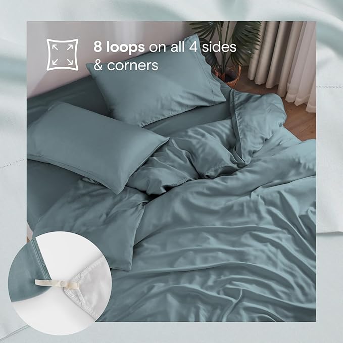 DOZ Duvet Cover Set, 100% Viscose derived from Bamboo, Organically Grown, Buttery Soft, Cooling Duvet Covers, High GSM, 1 Duvet Cover and 2 Pillowcases, 90"x90" (Teal, Full/Queen)