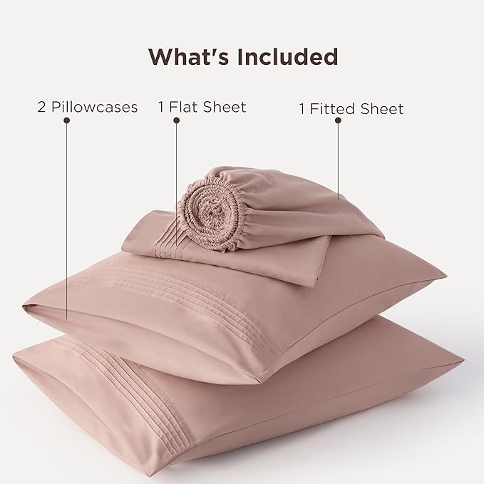 Bedsure Deep Pocket Full Size Bed Sheets Set - Fits Mattresses Up to 21 Inches Thick - 4 Piece GentleSoft Bed Sheets, Moisture Wicking, Cooling Bedsheet & Pillowcases, Easy & Secure Fit, Dusty Pink