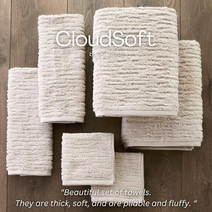 SKL Home CloudSoft Cotton Luxury 6-Piece Towel Set, Oatmeal