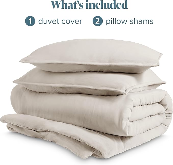 Bare Home Microfiber Duvet Cover Set - Ultra Soft Washed Microfiber - Oversized King Size - Linen-Like Look - Easy Care - Breathable Fabric - Our Softest Duvet Cover Set (Oversized King, Fog)