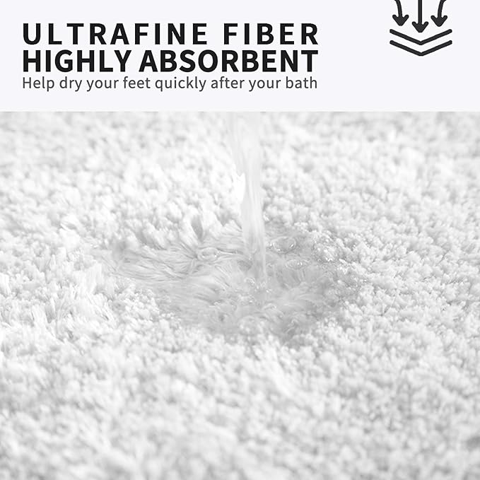 FIFU Bathroom Runner Rug 24" W x 48" L, Bath Mats for Bathroom, Bedroom & Kitchen, Non-Slip Rubber Latex Backing, Comfort & Soft Shower Bathmat & Carpet for Sink, Home & Hallways, White