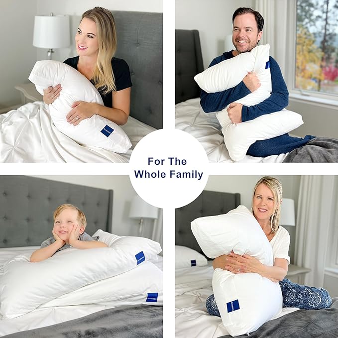 ACCURATEX Hybrid Pillow for Sleeping, Adjustable Shredded Memory Foam Pillow Core with Fluffy Down Alternative Fill Removable Cotton Cover,for Side,Back,Stomach Sleepers,Standard Size