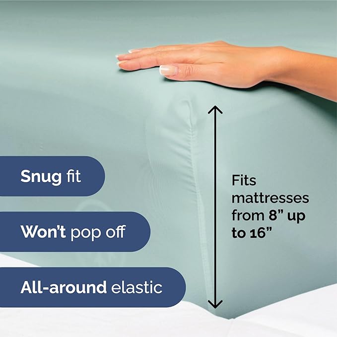 King Size 4 Piece Sheet Set - Extra Soft, Breathable & Cooling Sheets - Hotel Luxury Durable Bed Sheets for Women & Men - Deep Pockets, Easy-Fit & Wrinkle-Free Sheets - Light Teal Oeko-Tex Bed Sheets