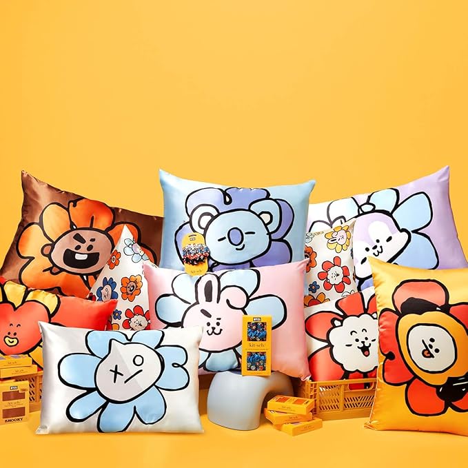 Kitsch x BT21 (RJ) Satin Pillowcase with Zipper for Hair & Skin - Softer Than Silk Pillow Cases, Smooth Cooling Pillow Cover, Wrinkle-Free, Machine Washable, Queen/Standard (19x26)