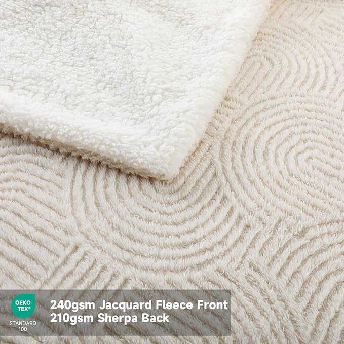 Heated Blanket King Size - 100"x90" Cozy Soft Jacquard Heating Blanket with 4 Heat Levels & 10 Hours Auto-Off, Jacquard Fleece, Overheating Protection, Warm Gifts, Cream