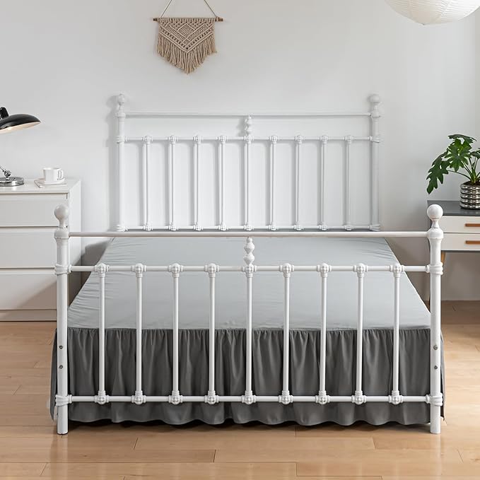 Bed Skirt Full Size Ruffled Bed Skirts with Split Corners, 16 Inch Drop Dust Ruffle Bed Skirt with Platform, Gray, Full - 16" Drop