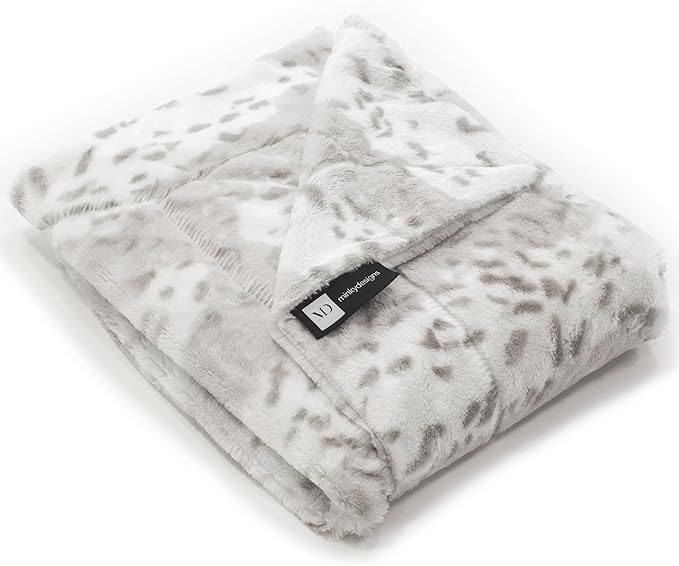 Minky Designs Arctic Lynx Minky Blanket – Ultra Soft Faux Fur Throw Blanket for Couch, Bed & Home – Fluffy, Warm & Luxurious – Posh Collection (Small, 30x36)