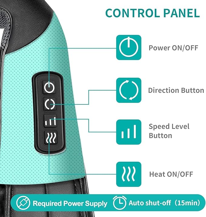 Nekteck Shiatsu Neck and Back Massager with Soothing Heat, Electric Deep Tissue 3D Kneading Massage Pillow for Shoulder Leg Full Body Muscle Pain Relief, Car Office and Home Use