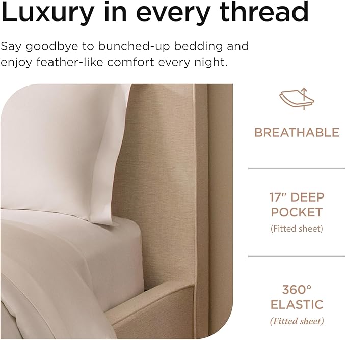 Threadmill Supima Cotton Sheets Queen | 656 Thread Count Queen Sheets for Queen Mattress | 4 Piece Luxury Bed Sheet | Sateen Weave Hotel Quality Sheet with Elasticized Deep Pocket| White Sheet