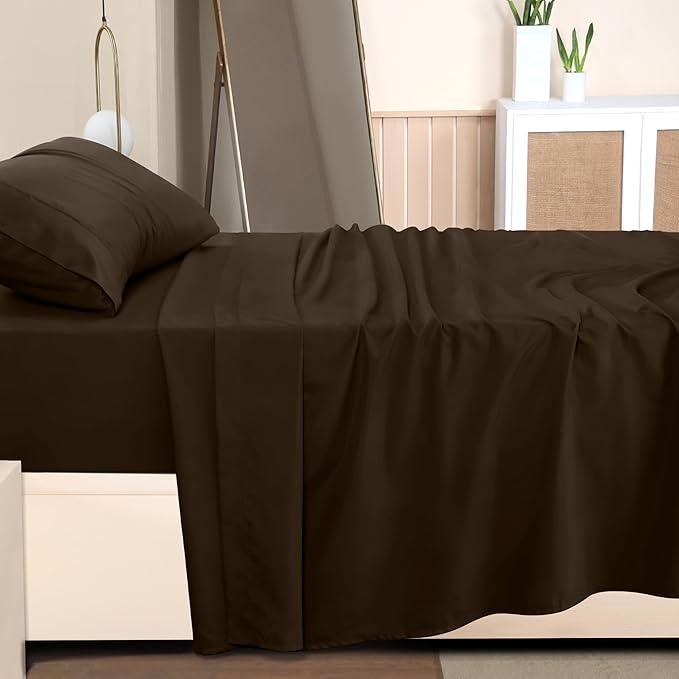 Utopia Bedding Twin Bed Sheets Set - 3 Piece Bedding - Brushed Microfiber - Shrinkage and Fade Resistant - Easy Care (Twin, Brown)