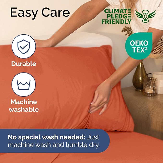 Twin Size 3 Piece Sheet Set - Extra Soft, Breathable & Cooling - Hotel Luxury Durable Bed Sheets for Women & Men - Deep Pockets, Easy-Fit & Wrinkle-Free - Harvest Pumpkin Oeko-Tex