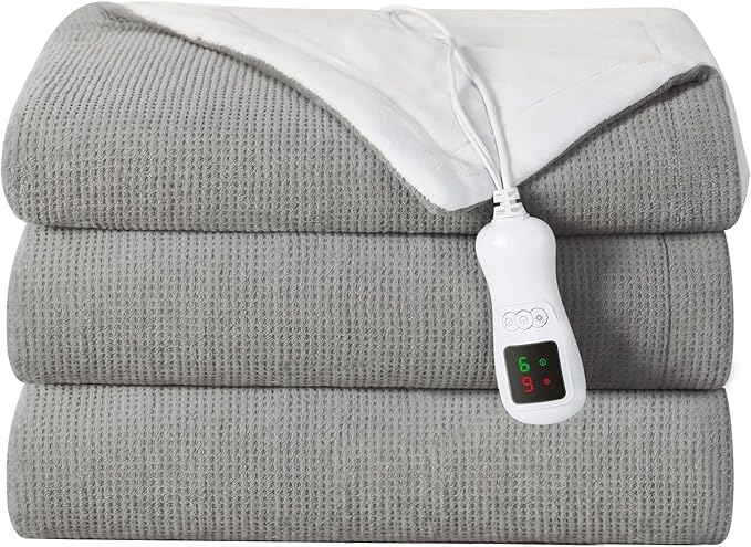 Heated Blanket Electric Blanket Full Size, Washable Blanket Warmer for Home for Adults, Fast Heating Super Cozy Soft Fabric, 72" x 84", 9 Heat Levels, 1-9H Auto-Off, ETL Certified, Gray