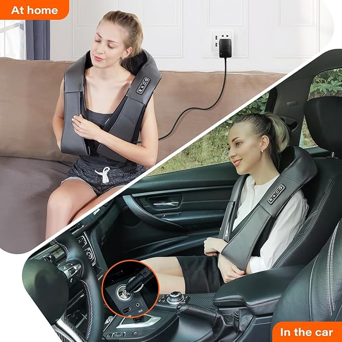Electric Neck Massager, Neck and Back Massager with Heat, Shiatsu Massage Pillow for Back, Shoulder, Muscle Pain Relief, Ideal Fits for Parents (Gray-Remote Controller)
