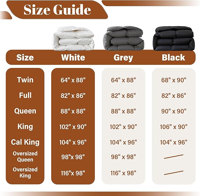 Cosybay Heavyweight Cal King Size Feather Down Fiber Comforter - Fluffy White Thicker Winter Duvet Insert, Ultra Soft 100% Cotton Cover, Luxury Hotel Bedding with Corner Tabs, 104"x96"
