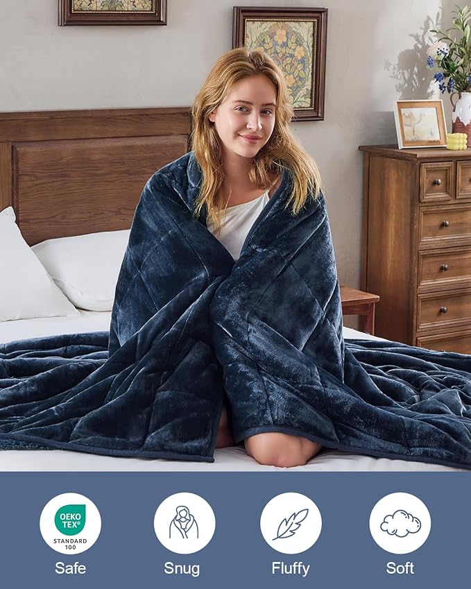 Super Fuzzy Soft Sherpa Fleece Weighted Blanket, 15 lbs Dual Sided Fluffy Heavy Weighted Blankets for Adults - No Bunching with Double Layers of Soft Inner Lining (60"x 80", 15 Pounds)
