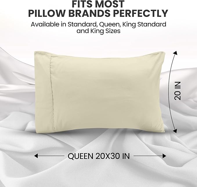 Pillow Covers by Utopia Bedding - Queen Size 2-Pack – Soft Brushed Microfiber – Perfect for Hospitals, Hotels, Guest Rooms – Oeko-TEX Certified, 20x30 Inches (Ivory)