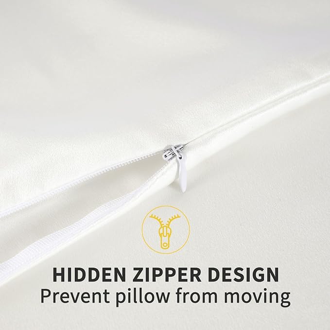 ZIMASILK 100% Pure Mulberry Silk Pillowcase for Hair and Skin Health,Both Sides 19 Momme Silk,1pc (Body 20"x54",Ivory)