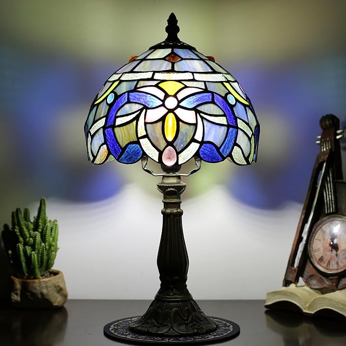 Tiffany Table lamp, Suitable for Bedroom nightstands and Living Rooms. This Table lamp is 8 inches in Size, Ideal for Placing on The Desk of a Home Office.