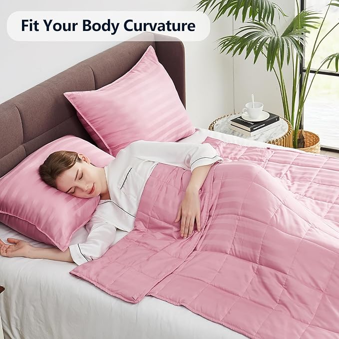 Weighted Blanket Queen Size (60"x80" 25lbs),Ultra Soft and Cozy Cooling Weighted Blanket Queen Size for Adult,Heavy Blanket with Machine Washable Soft Blanket, Pink