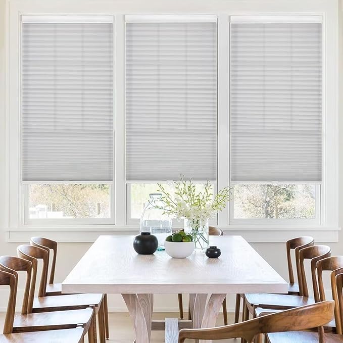MYshade 1.5-Inch Cellular Cordless Light Filtering Shades,Thermal Insulating Noise Reducing Waterproof Blinds,Honeycomb Window Treatments for Indoor Light Control (Grey-24 W x 50" H)