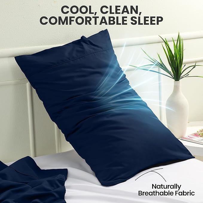 Pillow Covers by Utopia Bedding - Queen Size 2-Pack – Soft Brushed Microfiber – Perfect for Hospitals, Hotels, Guest Rooms – Oeko-TEX Certified, 20x30 Inches (Navy)