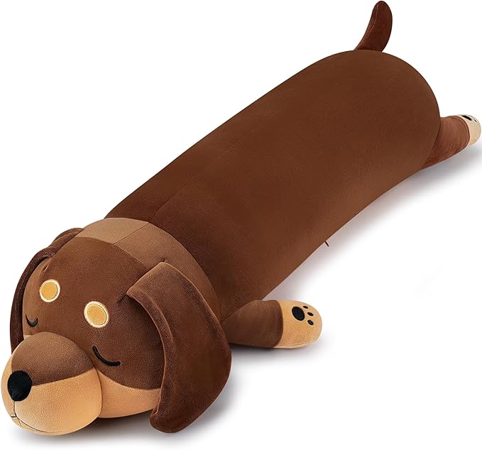 Auspicious beginning 40'' Giant Dachshund Dog Plush Stuffed Animal- Large Weiner Dog Pillow Plushies, Large Sleeping Dachshund Body Pillow, Hugging Stuffed Animal, Birthday Gifts for Kids Girls Boys