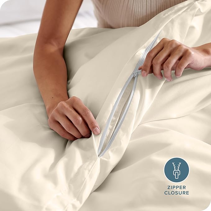 Bare Home Bedding Duvet Cover Oversized King Size - Premium 1800 Super Soft Collection - Lightweight, Duvet Cover - Soft Textured Bedding (Oversized King, Sand)
