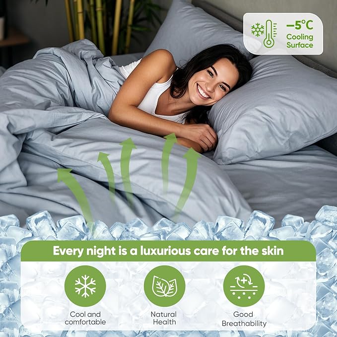TWK Luxury Sheet Set, Genuine 100% Viscose Derived from Bamboo, Cooling & Breathable, Silky Soft, Bedding Sheets & Pillowcases (Sterling Blue, California King)