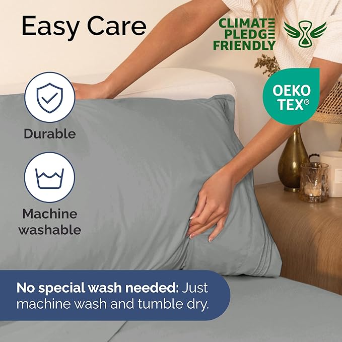 Twin Size 3 Piece Sheet Set - Extra Soft, Breathable And Cooling Sheets - Hotel Luxury Bed Sheets for Women & Men - Deep Pockets, Easy-Fit & Wrinkle-Free Sheets - Light Slate Grey Oeko-Tex Bed Sheets