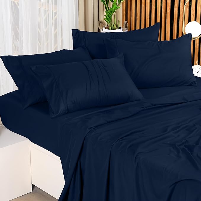 Utopia Bedding Queen Bed Sheets Set - Pack of 10 Sheet Sets - Perfect for Spa, Hotel, & Guest Bedroom - Brushed Microfiber - Shrinkage and Fade Resistant - Easy Care (Navy Blue)
