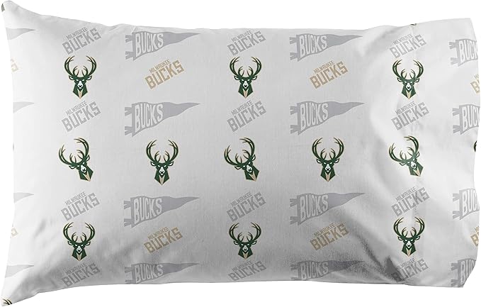NORTHWEST Officially Licensed Milwaukee Bucks NBA Queen Size Sheet Set – Soft Team Logo Bedding for Dorms, Bedrooms, Fan Caves & Game Day Style