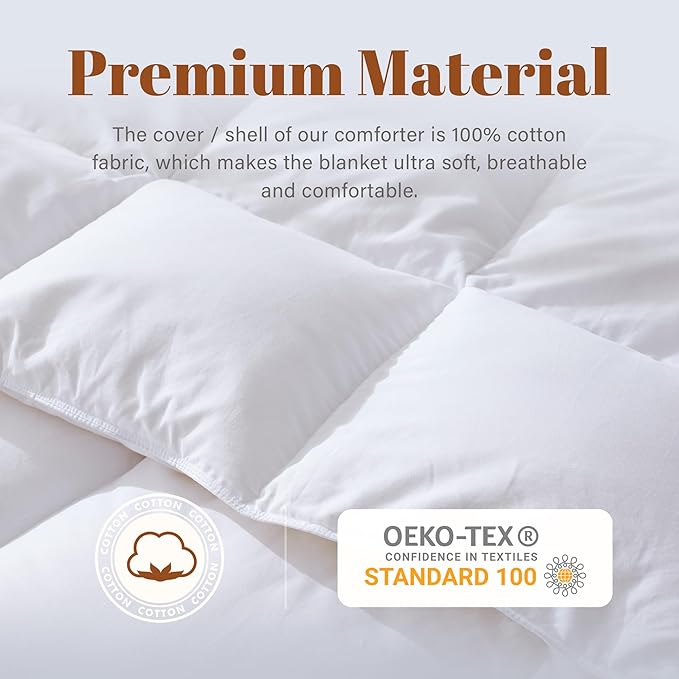Cosybay Feather Down Fiber Comforter California King Size - All Season White 100% Cotton Duvet Insert - Luxury Medium Warmth Hotel Bedding Comforter,Cal King 104 x 96 Inch