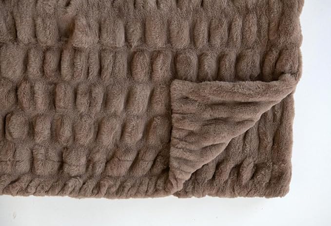 Minky Couture Hugs Blanket - Extra Plush Blanket for Premium Gifting - Stretchy Bubbled Cozy Throw - Silky Smooth - Durable & Machine-Washable - Travel-Friendly - Adult, Milk Chocolate