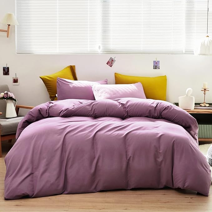 Cottonight Purple Comforter Set California King Dusty Purple Bedding Comforter Set Pale Mauve Blanket Quilts Soft Breathable Lilac Soft Breathable 3 Piece Comforter Set for Cal King Bed