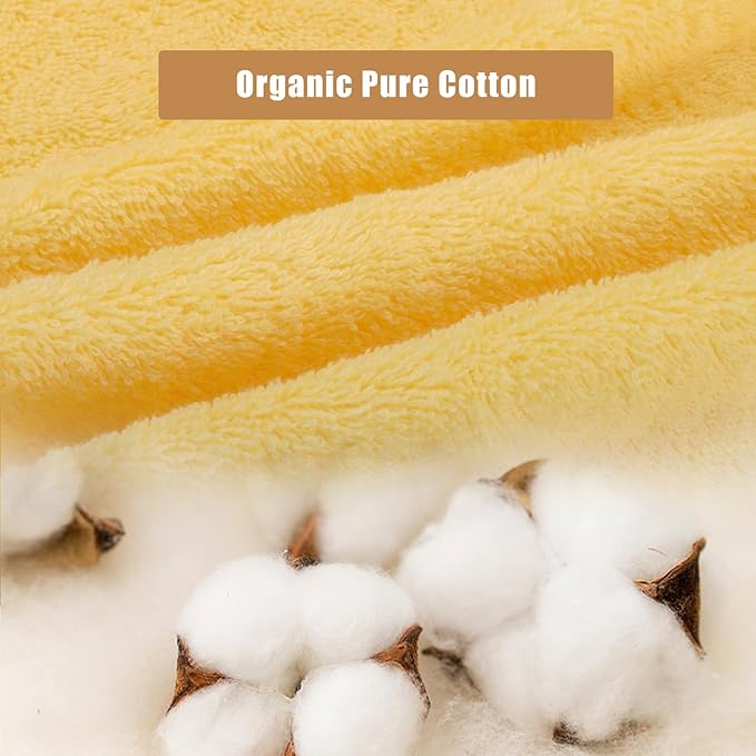 SEMAXE 18-Pack Bath Towel Set Include 6 Bath Towels, 6 Hand Towels, 6 Wash Cloths, 100% Cotton Bathroom Towels with Hanging Loops and Nano-Bio Lifecycle Labels, Soft and Absorbent Towel, Yellow