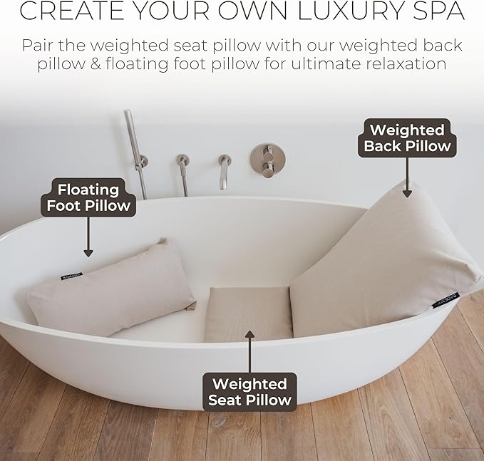 BADESOFA® Luxury Seat Cushion for Bath | Premium-Quality Materials | Comfortable & Quick-Drying | Washable Bath Pillow in Charcoal | Home Spa | Suitable for Bathtub, Steam Sauna & Hot Tub