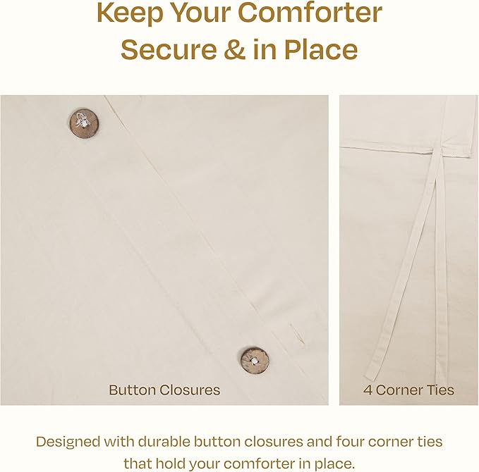 California Design Den King Size Duvet Cover Set, 3 Piece Duvet Cover & Sham Set Textured Natural Duvet Cover 106" x 90" to Fit King Size Duvet (Linen-Natural, King)