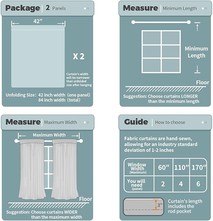 BGment Cashmere Blackout Curtains for Bedroom, Full Room Darkening Thermal Insulated Soundproof Rod Pocket Window Curtains Drapes 72 Inch Length, 2 Panels, Each Panel 42 Inch Wide