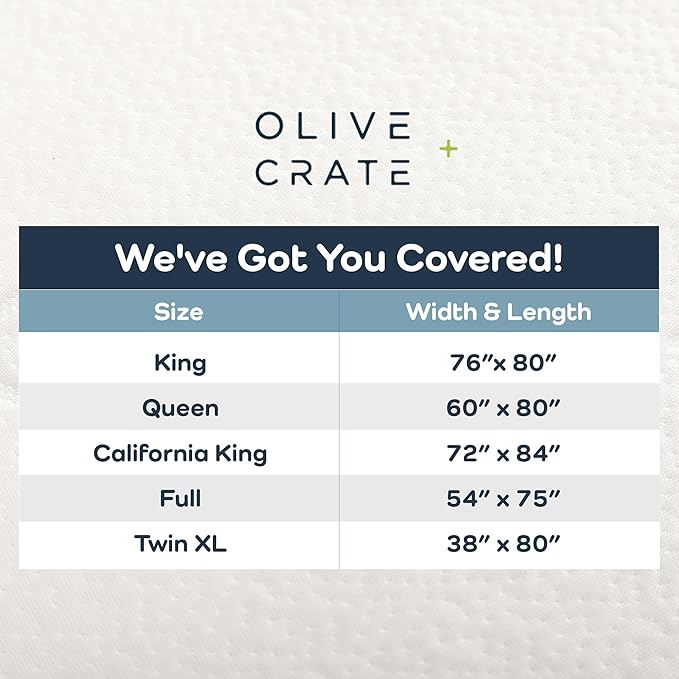 Olive + Crate 100% Viscose Bamboo Mattress Protector - Eco-Concious Cooling Mattress Cover - Waterproof Hypoallergenic Protection - Breathable Queen Size Shield Against Dust & Spills