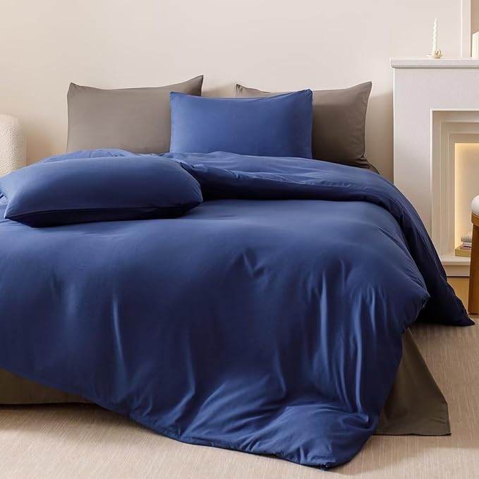 Cottonight Royal Blue Comforter Sets King Dark Blue Bedding Comforter King Size Quilts Blanket Ultra Soft Breathabe Solid Bedding Set for Women Men