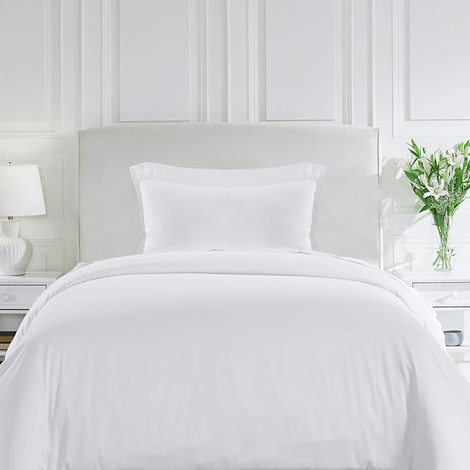 California Design Den 3 Pc Twin XL/Twin Duvet Cover Set - Winner Good Housekeeping Best Bedding Awards 2025, 400 Thread Count Sateen, 100% Cotton Duvet Covers, Button Closure, Corner Ties - White