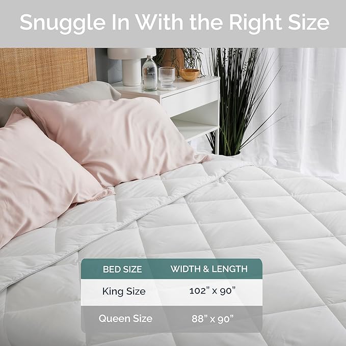 100% Viscose Derived from Bamboo Comforter, Cooling Comforter, Duvet Insert, Breathable, Extra Fluffy, Lightweight Comforters, Queen Size