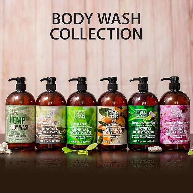 Dead Sea Collection Almond Vanilla Body Wash for Women and Men – Almond Vanilla Scent with Dead Sea Minerals – Moisturizing Shower Gel for Dry & Sensitive Skin – Pack of 2 (67.6 fl oz)