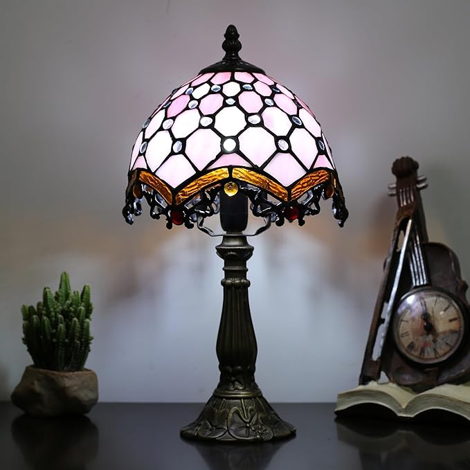 Tiffany Table Lamp Suitable for Bedroom Bedside Tables, Living Rooms, Tiffany lamp, Stained Glass Table lamp, Size 8×8×15 inches, can be Used as a Reading lamp in Home Offices