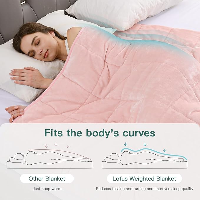Lofus Weighted Blanket for Adults(15 lbs, 60" x 80"), Queen Size Heavy Blanket Machine Washable, Soft Weighted Blankets for Stress Relief and Sleep Promotion-Pink