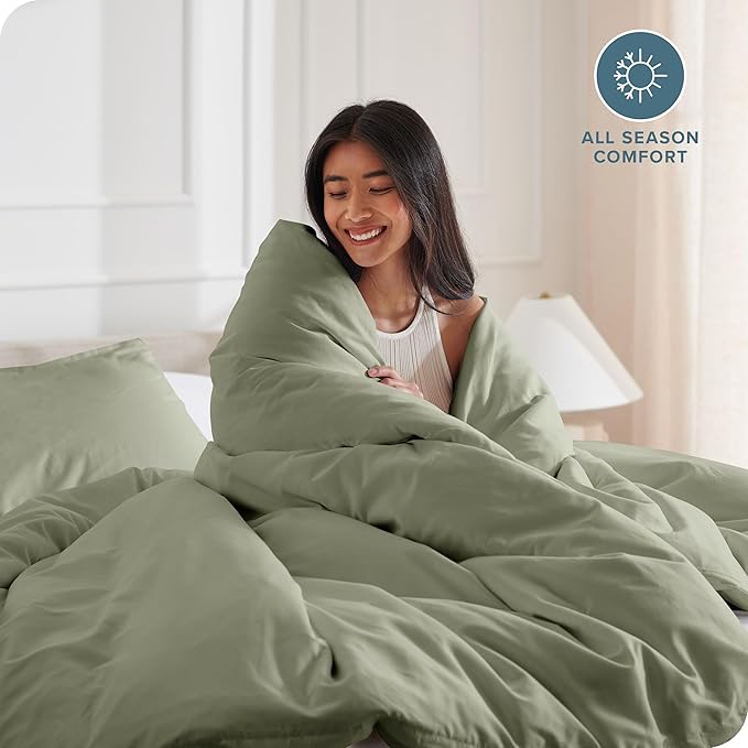 Bare Home Bedding Duvet Cover Extra Long Size - Premium 1800 Super Soft Collection - Lightweight, Cooling - Soft Breathable Bedding Duvet Cover (Twin/Twin XL, Sage)
