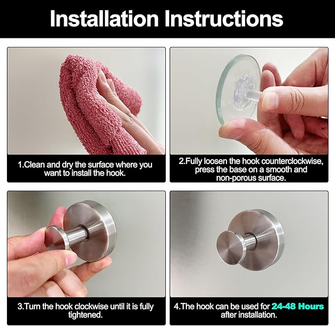 20 Pack Suction Cup Hooks for Shower, Suction Cup Towel Hooks for Bathrooms, Adhesive Wall Hook, SUS304 Waterproof Stainless Steel Hooks for Bathroom, Bedroom, Kitchen, Hotel and Office